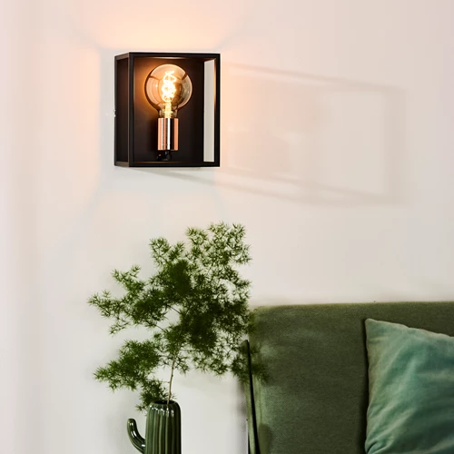 Lucide ARTHUR - Applique murale - 1xE27 - Noir - ambiance 1